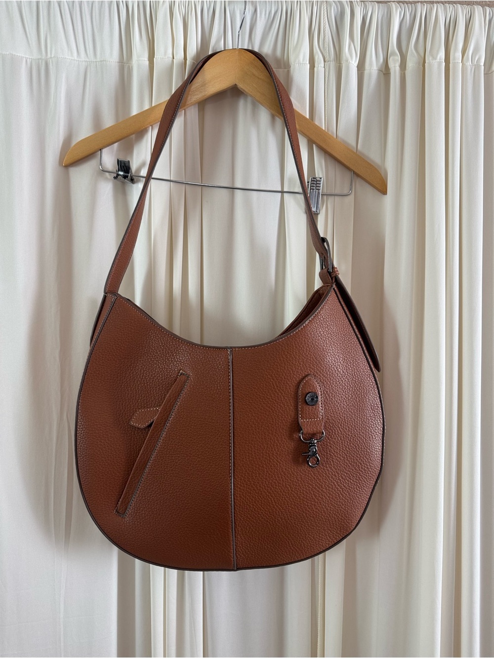 Max Studio The Pebble Grain Commuter‎ Travel Hobo Bag Brown- XL